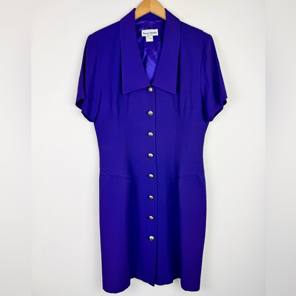 Nicole Studio Vintage Purple Button Down Dress